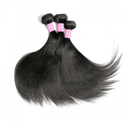 #1 Jet Black Natural Straight Human Hair Bundles(Can't Take Dye) | Human Hair Wig | Lace Front
